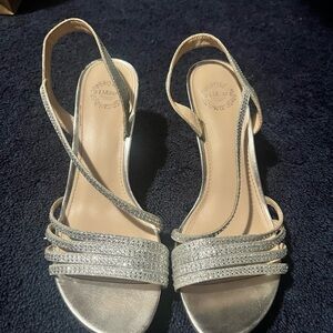Silver Strappy Women's Kitten Heels